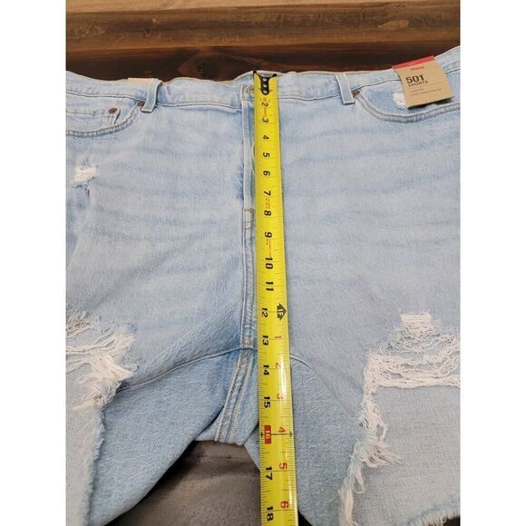 Levi's 501 Short High-Rise Fitted Thought The Hip Distressed Button Fly Size 22W - Picture 9 of 12